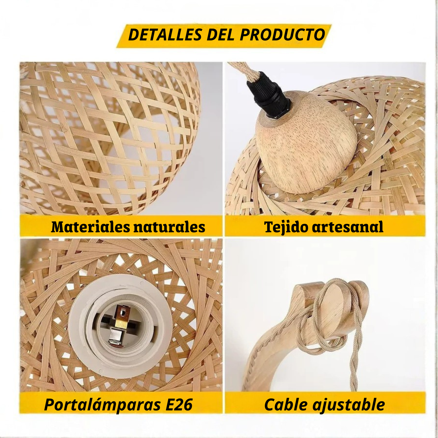 Lámpara artesanal de bambú